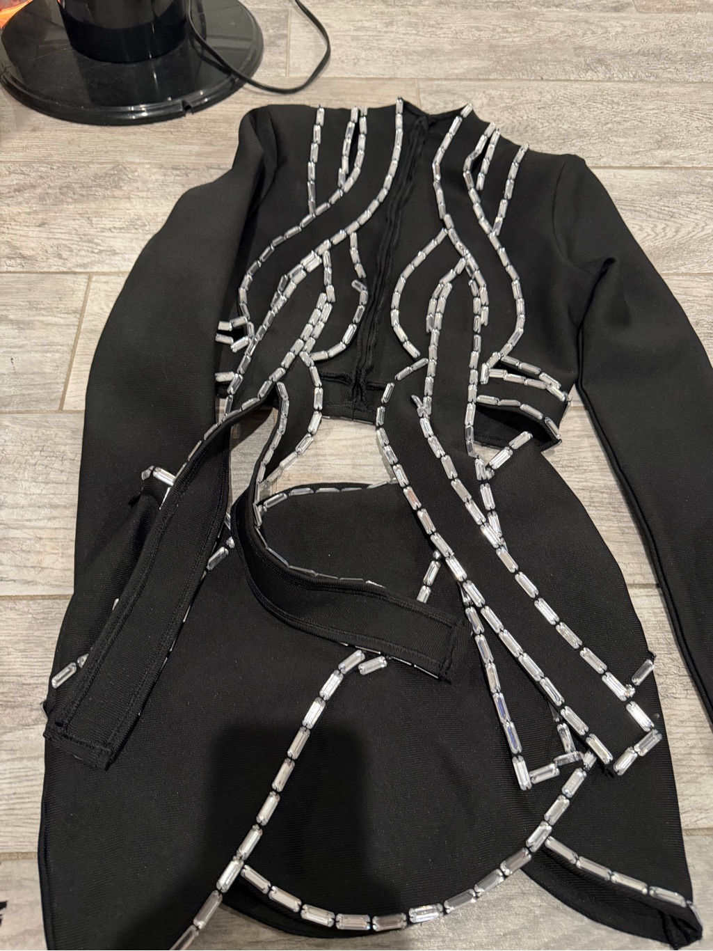 Black Embellished Two-Piece Skirt Set